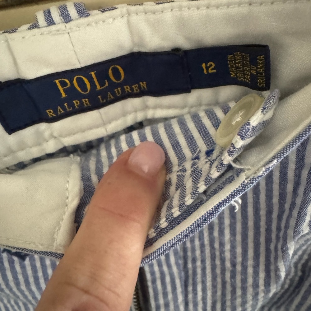 Ralph Lauren Blue and White Striped Polo Shorts seersucker 3” inseam - Picture 4 of 8